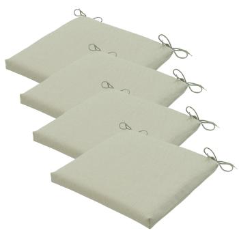 4er Outdoor Stuhlkissen - Beige 40x40cm - Wasserabweisend, UV-Schutz, weiche Polsterung - Recyceltes Material, Bändchen, Made in Europe