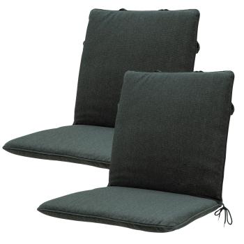 2er Gartenstuhl-Auflage - Wasserabweisend, UV-Schutz, Bequem & Langlebig für Niederlehner - Dunkelgrau, 97x49x6cm - Recyceltes Material, Made in Europe