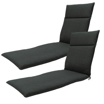 2er-Set Liegen-Auflagen Madison Ökostoffe dunkelgrau 190x60x6cm - Wasserabweisend, UV-Schutz, antibakteriell, recycelt - Inkl. Samentütchen, 3 Jahre Garantie