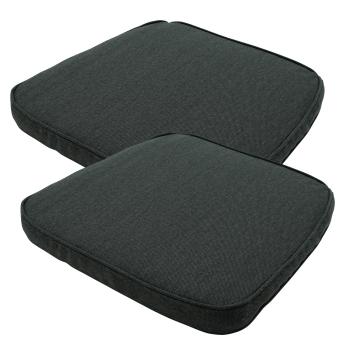 Stuhlkissen Outdoor 2er-Set - Madison® Sitzkissen dunkelgrau wasserabweisend - UV-Schutz - 48x48x7cm - Recyceltes Material, antibakteriell, Made in Europe