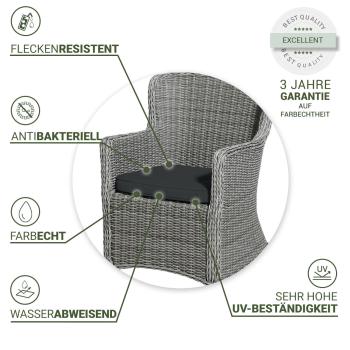 Preview: Stuhlkissen Outdoor 4er-Set - Madison® Ökostoff wasserabweisend UV-Schutz - Dunkelgrau 48x48x7cm - Recycelt & Langlebig