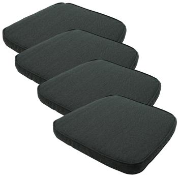 Stuhlkissen Outdoor 4er-Set - Madison® Ökostoff wasserabweisend UV-Schutz - Dunkelgrau 48x48x7cm - Recycelt & Langlebig