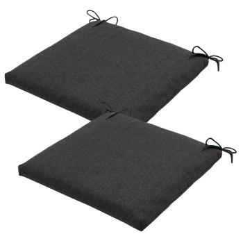 2er Outdoor Stuhlkissen Dunkelgrau 40x40cm - Wasserabweisend mit UV-Schutz & Bändchen - Madison Ökostoffe aus recyceltem Material - 3 Jahre Garantie