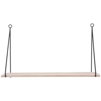 Wandregal aus Metall & Holz - Hängeregal für kleine Gegenstände & Deko - Industrial Look - Schwarz/Natur 50x15x29cm - Vielseitig & stabil