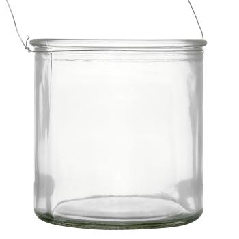 Preview: Bambus Laterne mit Glaseinsatz – Windlicht Natur aus Rattan für Kerzen – Henkel aus Jute – Ø 24x36cm – Grüner Schattenspiel-Effekt