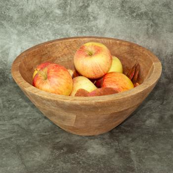 Preview: Mangoholz Obst- & Servierschale - Ø 25x10cm - Edle Holzschale braun - Langlebig, robust & dekorativ für Tisch & Küche - Unikat