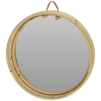 Runder Wandspiegel mit Rattanrahmen - Eleganter Deko-Rahmen für natürliches Ambiente - Nachhaltig, braun, Ø 30 cm - Stilvoller Blickfänger