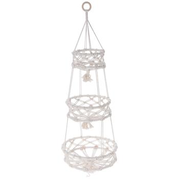 Pflanzenaufhänger Makramee geflochten - drei-stufig für Balkon & Innen - aus Baumwolle - ideal für Blumentöpfe, Hängepflanzen & Deko