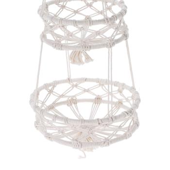 Preview: Pflanzenaufhänger Makramee geflochten - drei-stufig für Balkon & Innen - aus Baumwolle - ideal für Blumentöpfe, Hängepflanzen & Deko