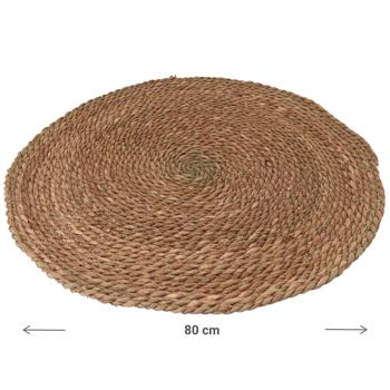 Preview: Runder Teppich aus Rattan - Stylisches Natur-Design für modernes Zuhause - Ø 80 cm - Blickfang für Wohn-, Schlafzimmer, Heimbüro & Flur