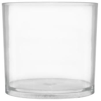 Preview: Aufbewahrungsbehälter Kunststoff und Bambus, Kosmetikbox, transparent, 9,5 x 9,5, x 10 cm