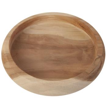 Preview: Teakholz Schale - Handgefertigt, Naturmaserung, robust, langlebig - Ideal zum Servieren von Lebensmitteln & als Deko - Ø 25 x 5 cm