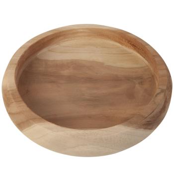 Preview: Teakholz Schale - Handgefertigt, Naturmaserung, robust, langlebig - Ideal zum Servieren von Lebensmitteln & als Deko - Ø 25 x 5 cm