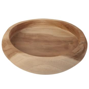 Preview: Teakholz Schale - Handgefertigt, Naturmaserung, robust, langlebig - Ideal zum Servieren von Lebensmitteln & als Deko - Ø 25 x 5 cm