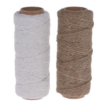 Deko Schnur 2er-Set - Basteln, Befestigen, Gestalten, Dekorieren, Gartenarbeiten - Hanf/Baumwolle, braun/weiss - 60m (1mm) - 40m (2mm)