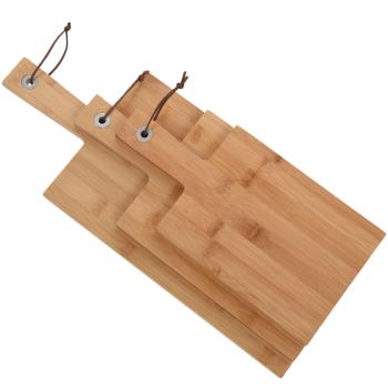 Bambus Schneidebretter 3er-Set - Massiv, robust & langlebig für Küche - Mit Griff, Aufhängeschleife - 45x19/35x17/30x15cm
