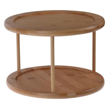 Bambus Etagere 2-stufig - 360° drehbare Servierplatte für Kuchen, Obst, Tapas - Ø 25xH 17,5 cm, braun - Ideal für Kaffee, Hochzeiten