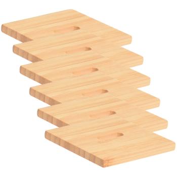 Preview: Bambus Tischuntersetzer 6er-Set - Vintage-Optik & robust - 9x9cm Glasuntersetzer mit Ständer für Zuhause & Restaurant - Modern, praktisch, fleckenfrei