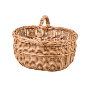 Weidenkorb aus gesottener Vollweide - Einkaufsborb mit Trage-Henkel & grossem Stauraum - für Wochenmarkt & Picknick - Braun 40x24x34cm