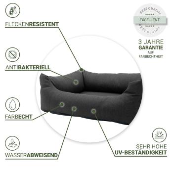 Preview: Madison Hundebett Eco - Waschbar & Wasserabweisend für Aussenbereich - Antibakteriell-UV-Schutz-100x80x25cm-Grau-100% recyceltes Material-3 Jahre Garantie
