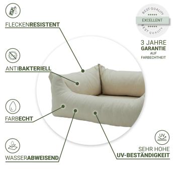 Preview: Hundebett Eco - Waschbar & Wasserabweisend - 100x80x25cm Beige - Recyceltes Material - UV-Schutz - Antibakteriell - Made in Europe