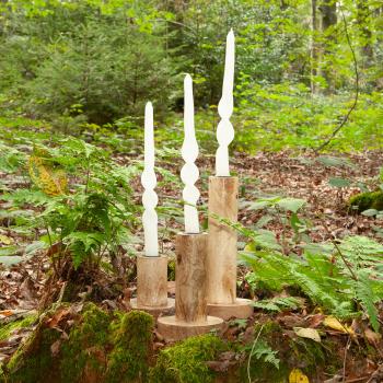 Preview: Kerzenständer Sockel 3er-Set aus Mangoholz - Natürlicher Kerzenhalter für warmes Ambiente - Glatt braun, 3 Grössen, robust, langlebig - 9-22x10cm