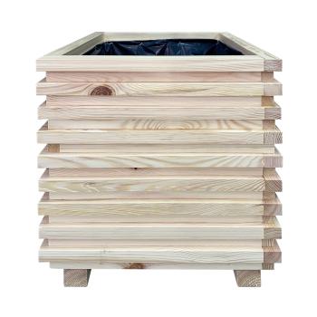 Preview: Pflanzkasten Holz - Blumenkübel mit Innenfolie - Braun, 40x40x40 cm - Robust & handlich für Balkon, Terrasse, Garten – Für den Aussenbereich