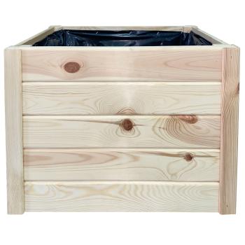 Preview: Holz Blumenkasten Braun - Pflanzkübel mit Innenfolie für Balkon, Terrasse & Garten - Dekorativ, stabil, 60x40x40cm - Optimal für Pflanzen & Kräuter