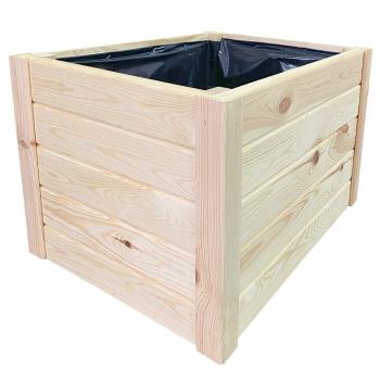 Preview: Holz Blumenkasten Braun - Pflanzkübel mit Innenfolie für Balkon, Terrasse & Garten - Dekorativ, stabil, 60x40x40cm - Optimal für Pflanzen & Kräuter