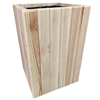 Preview: Blumenkasten Holz - Pflanzkübel für Garten, Balkon & Terrasse mit Innenfolie - 30x30x45cm hellbraun - robust, stabil, natürlich