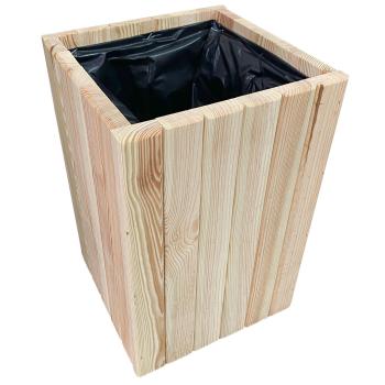 Preview: Blumenkasten Holz - Pflanzkübel für Garten, Balkon & Terrasse mit Innenfolie - 30x30x45cm hellbraun - robust, stabil, natürlich