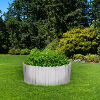 Preview: Fichtenholz Beetbegrenzung Hellgrau - Beetumrandung für Garten & Mini-Hochbeet - 200x30/45cm - Rustikale Optik - einfach in Boden stecken