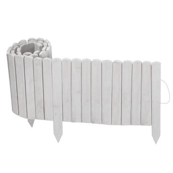 Preview: Fichtenholz Beetbegrenzung Hellgrau - Beetumrandung für Garten & Mini-Hochbeet - 200x30/45cm - Rustikale Optik - einfach in Boden stecken