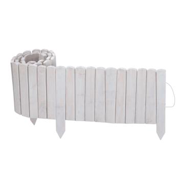 Beetumrandung Holz hellgrau - Zierzaun für Garten Beeteinfassung - Fichtenholz 200x20cm (Erdspiess 35cm) - Erweiterbar