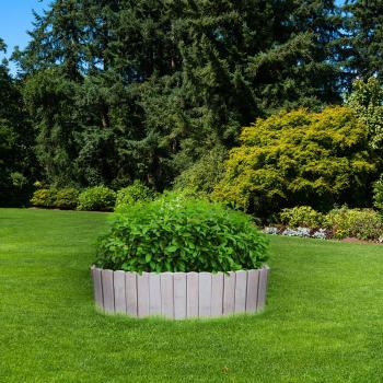 Preview: Beetumrandung Holz hellgrau - Zierzaun für Garten Beeteinfassung - Fichtenholz 200x20cm (Erdspiess 35cm) - Erweiterbar