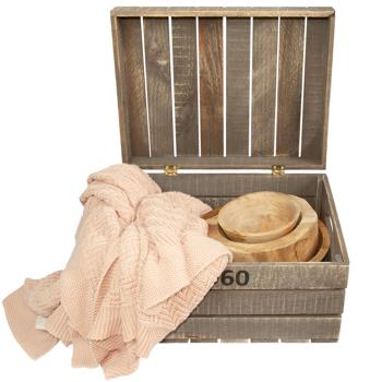 Preview: Holzkiste mit Holzdeckel – Aufbewahrungsbox aus edlem Naturholz mit Scharnierdeckel und Griffen – 30x40x22cm – Perfekt für Ordnung im Zuhause