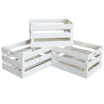 Holzkisten 3er-Set - Deko Harassen weiss aus stabilem Holz - Shabby Chic Vintage Look - 29x39x21cm - Hochwertig verarbeitet für moderne Heimgestaltung