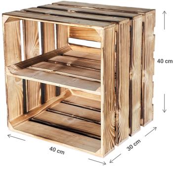 Preview: Holzkiste Regalkiste Aufbewahrungskiste - mit Trennbrett Used-Look braun - 40x30x40 cm - zum Aufstellen & Aufhängen für Deko & Wohnzimmer