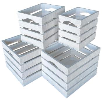 4er-Set Holzkisten, weiss, Harassen, 4 Grössen