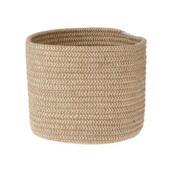 Preview: Baumwollkörbe 3er-Set - Aufbewahrungskörbe Organizer für Kosmetik Spielzeug Zeitschriften - Geflochtene Optik, Weiss, Ø23x22cm - Ø18x15cm