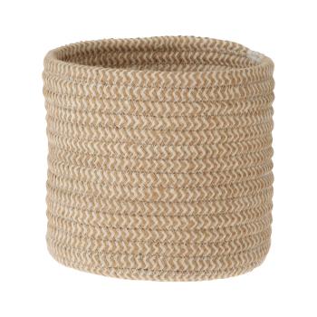 Preview: Baumwollkörbe 3er-Set - Aufbewahrungskörbe Organizer für Kosmetik Spielzeug Zeitschriften - Geflochtene Optik, Weiss, Ø23x22cm - Ø18x15cm