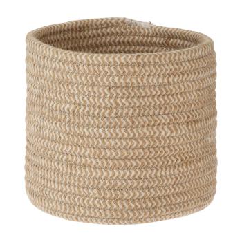 Preview: Baumwollkörbe 3er-Set - Aufbewahrungskörbe Organizer für Kosmetik Spielzeug Zeitschriften - Geflochtene Optik, Weiss, Ø23x22cm - Ø18x15cm