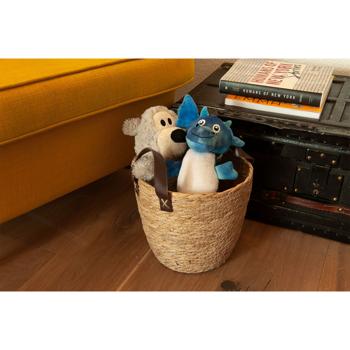 Preview: 3er Set Seegras-Aufbewahrungskörbe mit Henkel - Runde Organizer in Natur geflochten - Dekorativ - Ø28x29, Ø26x27, Ø24x25cm