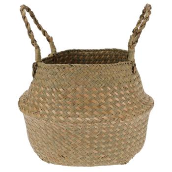 Seegraskorb mit Griffen - Stilvoller Aufbewahrungskorb Natur für Wohnzimmer, Bad, Kinderzimmer - Organizer Ø 25x23cm - Geflochtene Optik