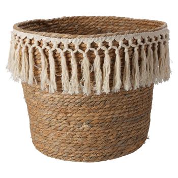 Preview: Naturfaser-Makramee Aufbewahrungskörbe 3er Set - Organizer für Bad Wohnzimmer Kinderzimmer - Ø 34/30/26cm - Geflochtene Optik, Natur/Beige