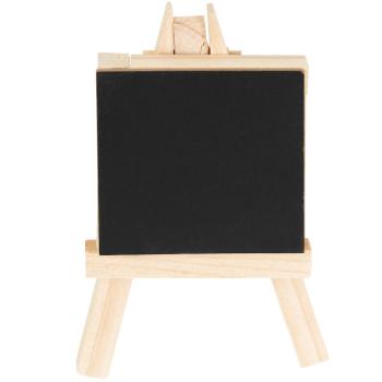 Preview: Mini-Tafel auf Staffelei aus Paulownia Holz – Kreidetafel zum Beschriften & Abwischen – Message-Board 7x7cm braun/schwarz – für Zuhause & Veranstaltungen