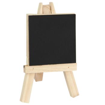 Preview: Mini-Tafel auf Staffelei aus Paulownia Holz – Kreidetafel zum Beschriften & Abwischen – Message-Board 7x7cm braun/schwarz – für Zuhause & Veranstaltungen