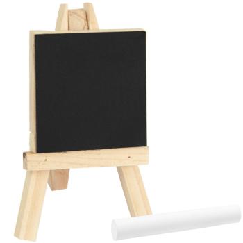 Mini-Tafel auf Staffelei aus Paulownia Holz – Kreidetafel zum Beschriften & Abwischen – Message-Board 7x7cm braun/schwarz – für Zuhause & Veranstaltungen