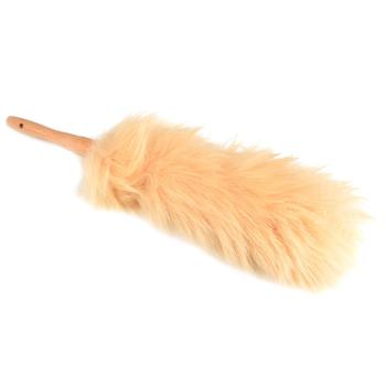 Staubwedel aus Holz und Wolle - Möbelbürste zur Staubentfernung - Ergonomischer Griff - 52cm Länge - Ideal für Möbel, Bücherregale, Computer - Braun