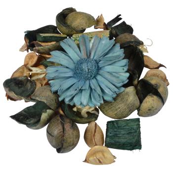 Potpourri-Mix Lagune - Dekorative Trockenblüten & Naturmaterialien - Blau/Grün/Braun - 110g - Für vielseitige Deko, Basteln & als Füllmaterial